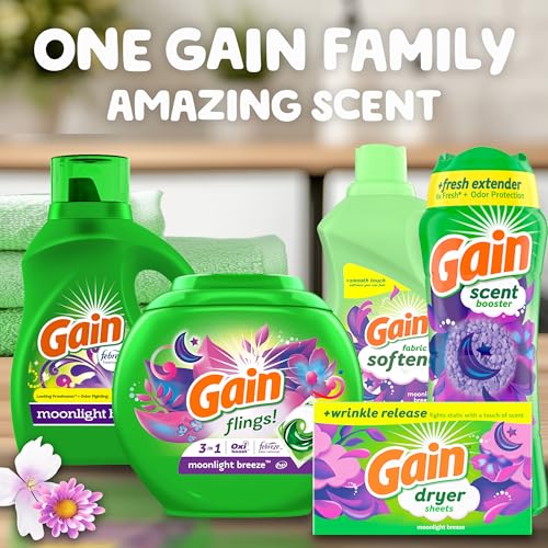 Image of Gain Liquid Fabric Softener, Moonlight Breeze Scent, 35 FL OZ, 48 Loads, Smooth Touch - softness you can feel