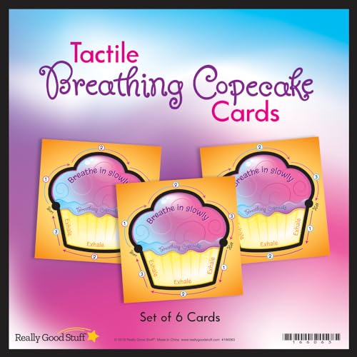 Image of Really Good Stuff Tactile Breathing Cupcake Cards, Ages 4+, PreK+ | Social-Emotional Learning Tools for Calming, Meditation, Relaxation and Helpful Breathing Techniques