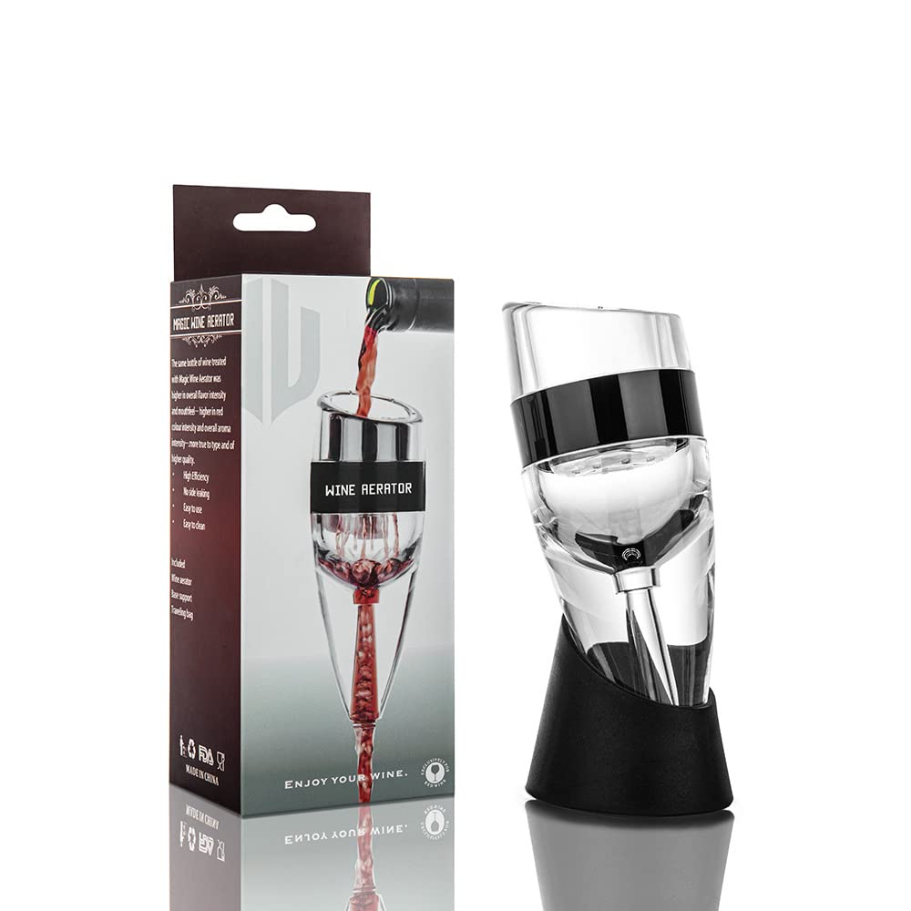 FosFun FSD02 Wine Aerator | Acrylic Wine Breather, Pourer and Filter with Display Stand