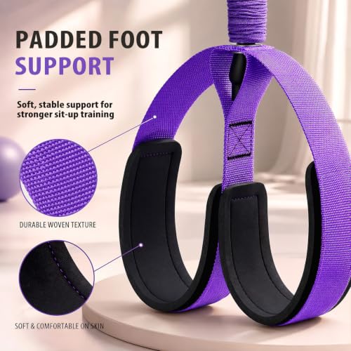 Image of Multifunctional Durable Pedal Resistance Band with Handle, Upgraded Elastic Exercise Bands for Home Gym, Anti-Snap Sit Up Equipment & Ab Trainer for Core /Arms /Legs /Glutes Workout for Women