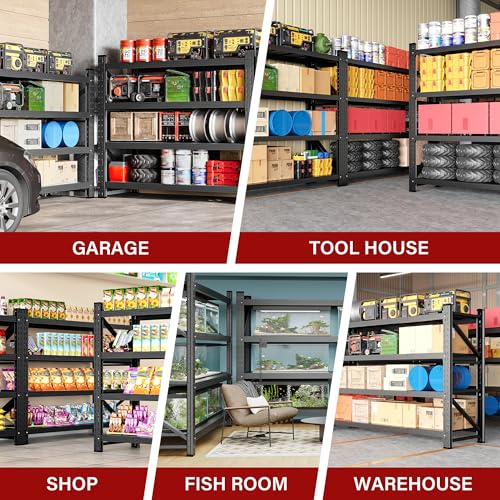 Image of 5000LBS Heavy Duty Garage Shelving Units,60 inch Wide & Deep Storage Shelves,Metal Garage Shelves,Large Storage Rack,Steel Shelf,Industrial Shelving for Shop,Warehouse,Basement,60 inch W x 24 inch D x 70 inch H