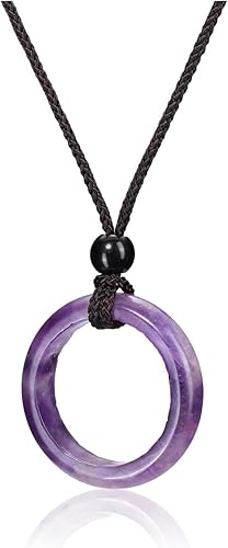 PESOENTH Collar con colgante de cristal curativo para mujer, cristales de amatista púrpura natural, piedras preciosas de cuarzo, collar de cordón de