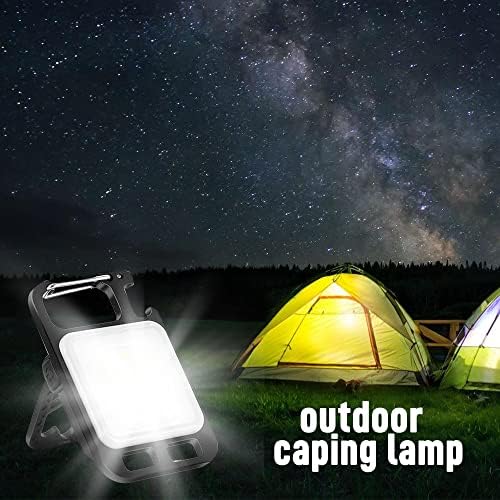 Furado Led Keychain Flashlight, 800 Lumens LED Rechargeable Keychain Light, COB Rechargeable Keychain Mini Torch, Keyring Led Work Light with 4 Light Modes & Bottle Opener for Work, Camping, Emergency