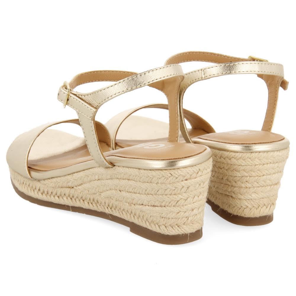 Sandali in Pelle Nera con Zeppa in Iuta per Donna YALAHA