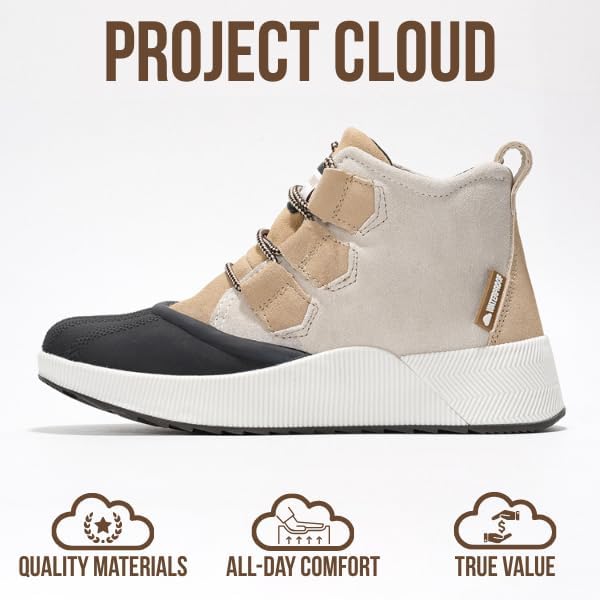 Project Cloud Waterproof Snow Boots for Women - Memory Foam Insole Non-Slip Womens Snow Boots & Winter Shoes with Shoe Lace - Lightweight Indoor Outdoor Shoes (Rhianon, BEIG, 7.5) - Image 4