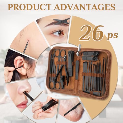 Image of Manicure Set Professional Nail Clipper Kit-26 Pieces Stainless Steel Manicure Kit,Nail Care Tools with Luxurious Travel Case