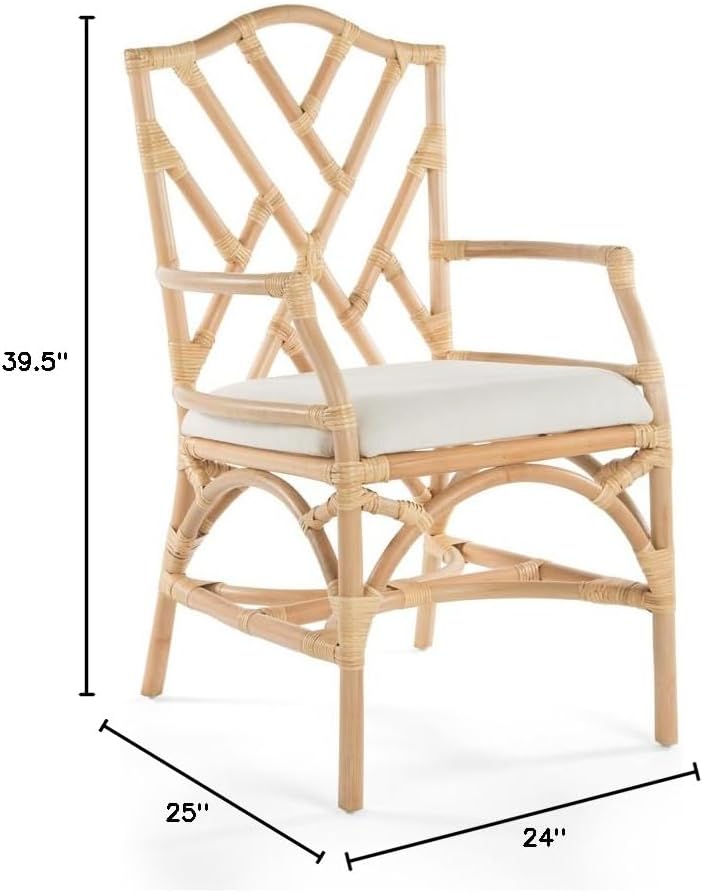 KOUBOO Rattan Dining Chair, Set of 2 Pieces - Kitchen & Dining Room Chairs, Farmhouse Boho Style, Mid Century Modern Accent Chair for Dining Table, Living Room Comfortable Chair, Natural
