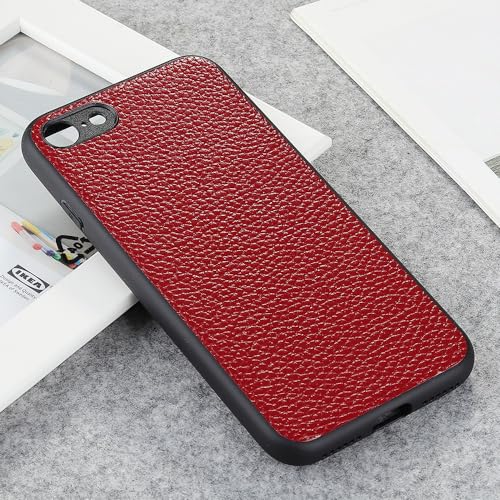 Coque cuir véritable iPhone SE 2020 antichoc rigide TPU fine rouge