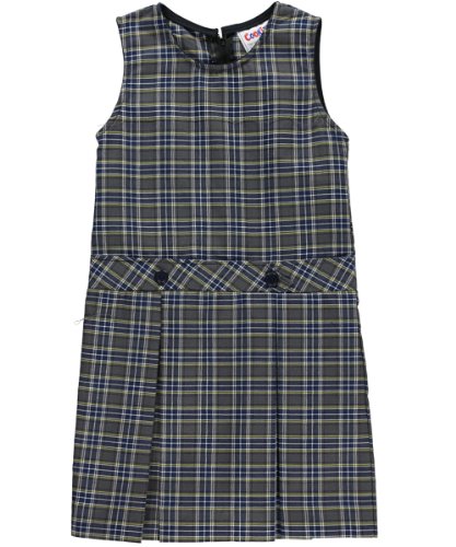 Cookies' Brand Big Girls' Bib Front Jumper - Gray/Blue/White/Gold *Plaid #42*,