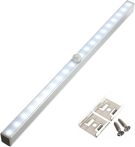 Anomat Luz LED debajo del gabinete,Luz nocturna LED para armario PIR automático, Activación de movimiento, funciona con batería- 20 LED de luz blanca