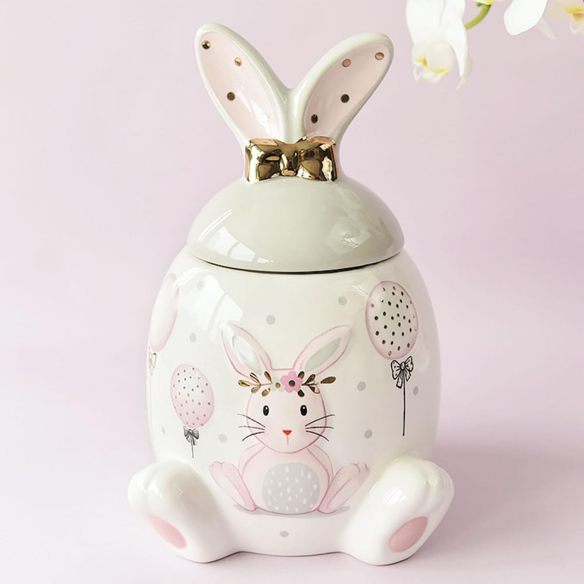 Ciieeo Tarro para Mantener Frescura con Forma de Conejo de 1000ml de Cerámica para Almacenamiento de Alimentos, Recipiente Sellado con Estilo Único y Decorar Cocina