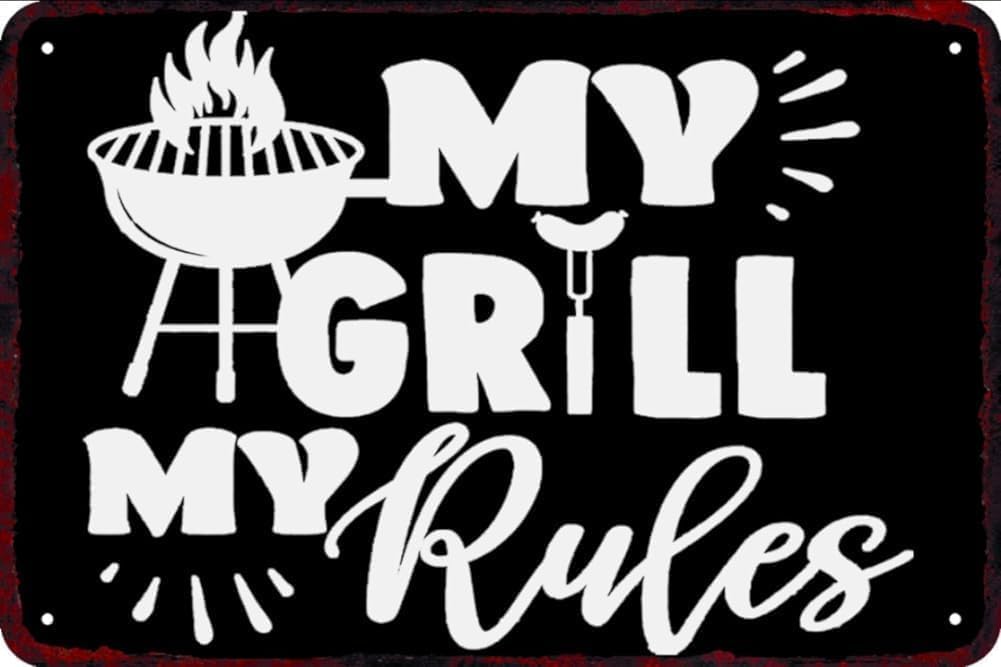 Kwqdozf Tin Sign-1 12X16inch My Grill My Rules Vintage Metal Aluminum Tin Sign Door Signs 12X1
