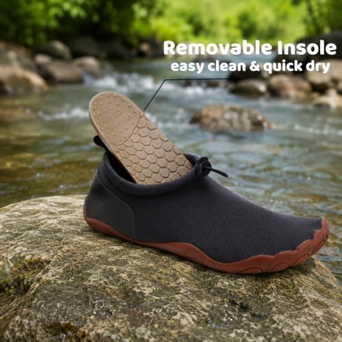 WHITIN Men Water Shoes for Women Quick Drying Swim Sneakers Grey M11/W13 - 4