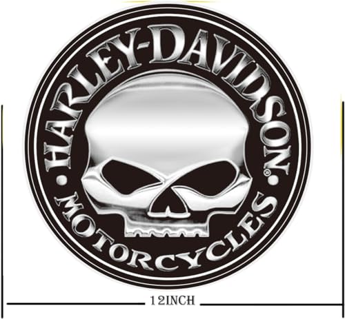 Image of Kasflag Motorcycle Fans Vinyl Willie G Skull Davidson Sticker Logo Decal (Large 2Pack, Width 12in) Premium Waterproof Removable