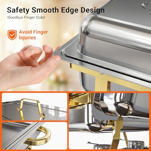 Chafing Dishes for Buffet 4 Pack, High Grade Chafing Dish Buffet Set, Stainless Steel Food Warmers with Stackable Design for Parties, Catering Supplies, Banquets, and Weddings, 4 Full Size Pans by Ublue - Image 6
