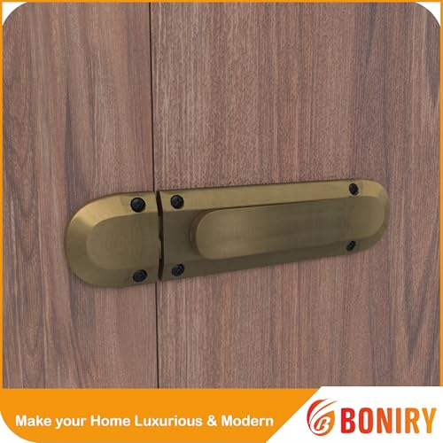 Image of Boniry Door Latch Lock | Solid Metal Door Stopper for Bathroom, Home, Office | Easy Install, Smooth Sliding, Heavy Duty Latch (1, Brass)