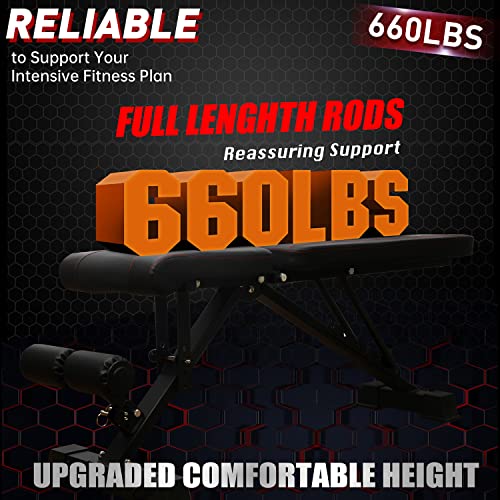 Weight Bench Adjustable Strength Training Workout Benches Foldable Work Out Incline Bench Set For Home Gym Weight Lifting Dumbbell Exercise Full Body Workout With Resistance Rope #TOP5