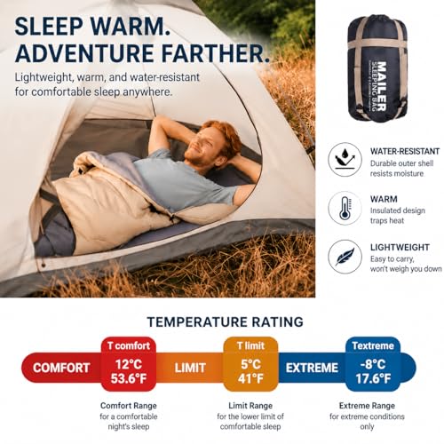 Bolsa de dormir sobre con capucha – Ligera, resistente al agua, 7 ft 3 in × 2 ft 7 in, portátil para camping y senderismo, calor para todas las estaciones, 2.65 lbs miniatura 2