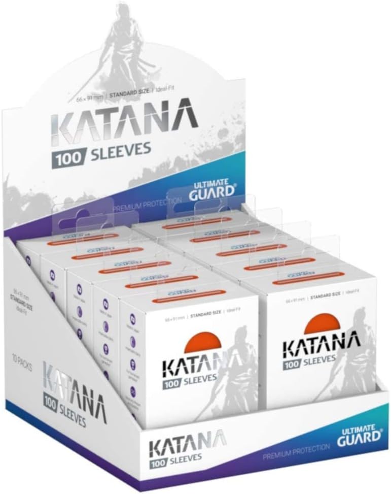 Ultimate Guard Katana Sleeves Orange Standard Size Cards Display Box [10 Packs]