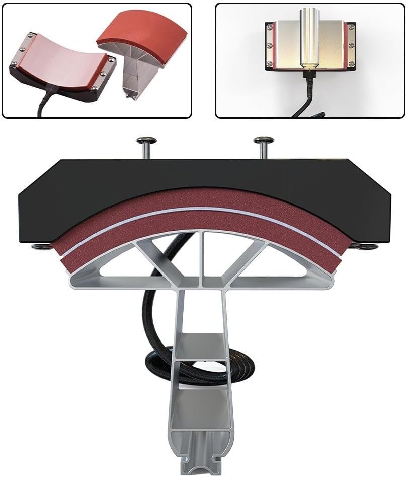 Cap Press Pad Heating Element 110V for Hat Heat Press Machine with 5.5 x 3 Inch Aluminum Iron Silicone Heat Resistant for Transferring Logos Letters and Images on Hat Bill or Forehead(UP)