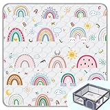 Baby Play Mat，Thick Soft 50' X 50' Playpen mat, Non-Slip and Machine Washable Baby Play Mats for Floor ，Crawling Mat for for Babies, Toddlers & Infants to Play and Learn (Rainbow)