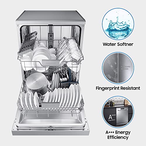 Image of Samsung 13 Place Setting Freestanding Dishwasher with Intensive Wash (DW60M6043FS /TL), Ice blue, Stainless Steel Tub, Hygiene Clean, Height Adjustable Rack)
