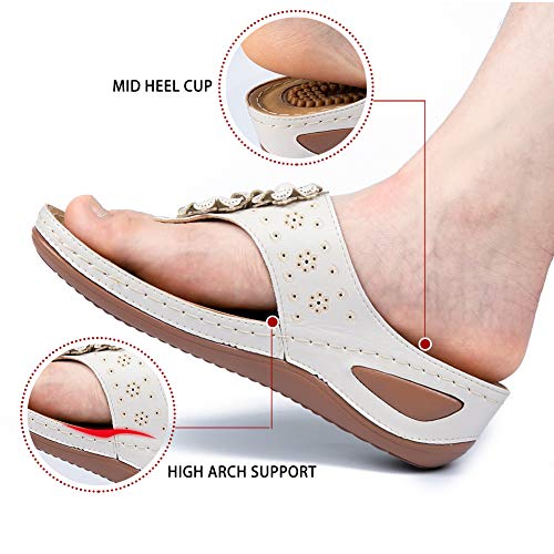 Ecetana Women's Sandals Comfortable Flip Flops For Women Summer Casual Wedge Sandals Shoes Casual #TOP3