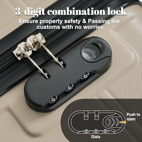 Image of 6 Pcs ABS Hardshell Luggage Set Spinner Wheel Suitcase Suitcase Khaki