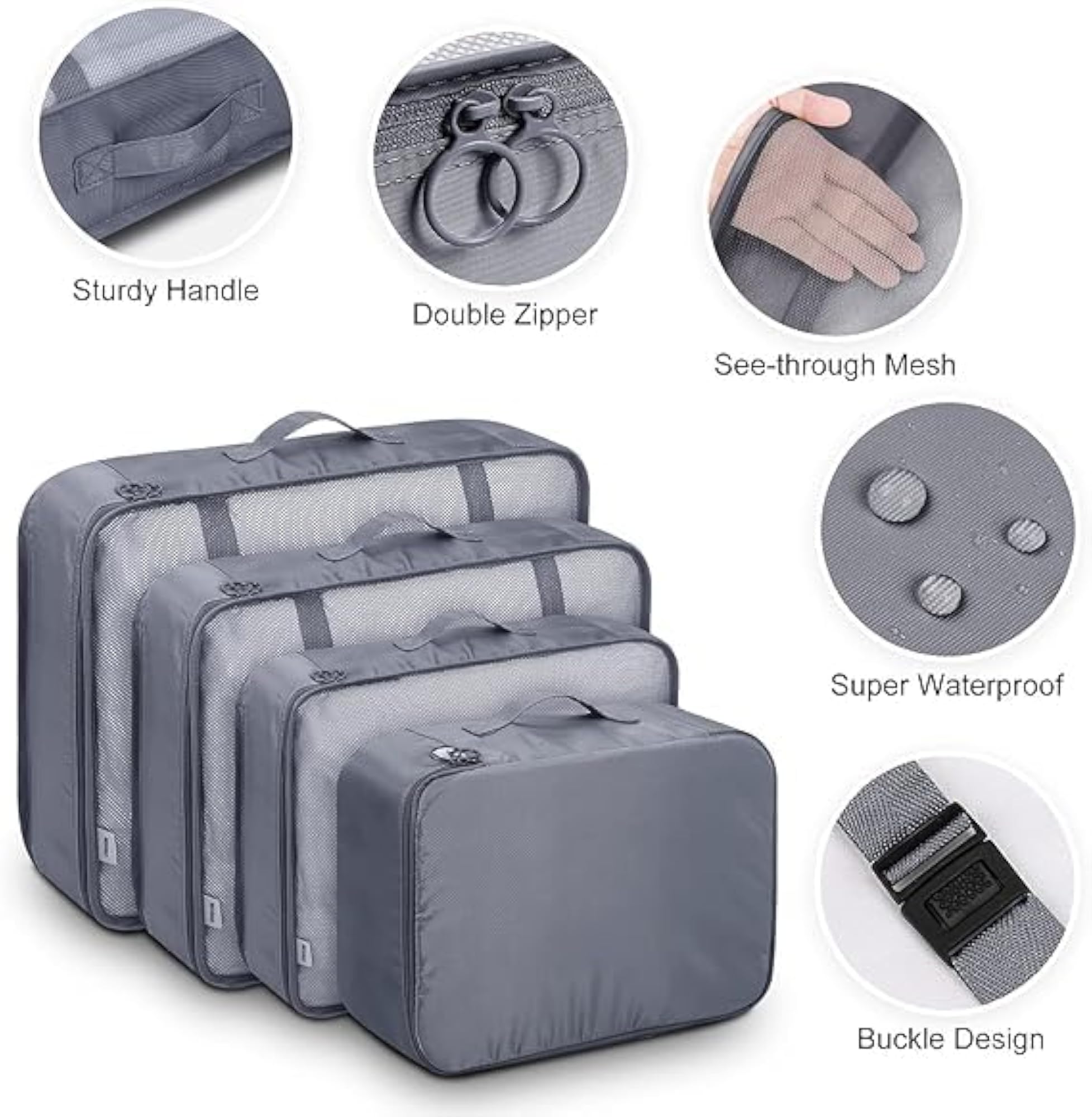 7pcs Packing Cubes Travel Organizer Set with Laundry Bag