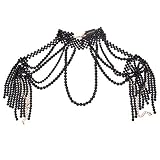 Jerollin Simulated Pearl Body Statement Necklace for Women, Fashion Collar Bib Necklaces Costume Jewelry Black
