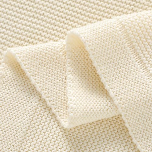 Image of Baby Blanket 30 x 40 Inch Soft Knit for Boys & Girls Cotton Nursery Swaddling Blankets Toddler Knitted Crochet Receiving Crib