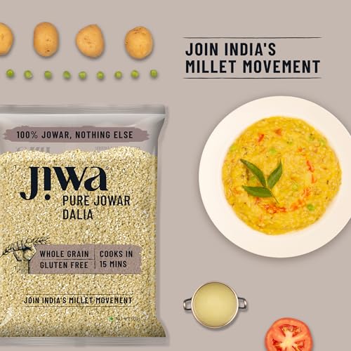 Image of Jiwa Pure Jowar Dalia | 500 G | Cooks In 15 Minutes | Millet | Broken Sorghum /Jonna Daliya | Gluten Free (Pack of 2)
