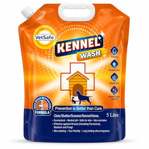 Image of VetSafe Kennel Wash 5 litre (5L) | Concentrated Kennel Cleaner & Pet Floor Cleaner | Odour Neutralizer & Pet Area Freshener | Safe for Dogs & Cats | Kennel, Cage, Floor & Pet Area Sanitizer