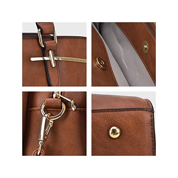 Dasein-Women-Satchel-Handbags-Shoulder-Purses-Totes-Top-Handle-Work-Bags-with-3-Compartments Dasein Women Satchel Handbags Shoulder Purses Totes Top Handle Work Bags with 3 Compartments (2-Brown)