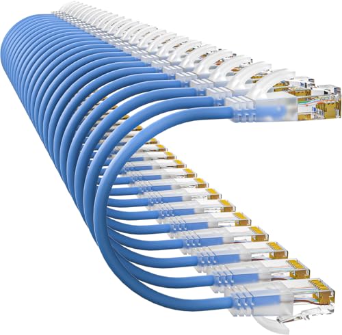 Image of Cat6a Patch Cables 2ft (24 Pack) Slim, Cat6 Ethernet Patch Cable Pure Copper, Flexible Cat 6 Patch Cable 550MHZ 10G, Space-Saving Cat 6A Network Cables for Patch Panel, Blue