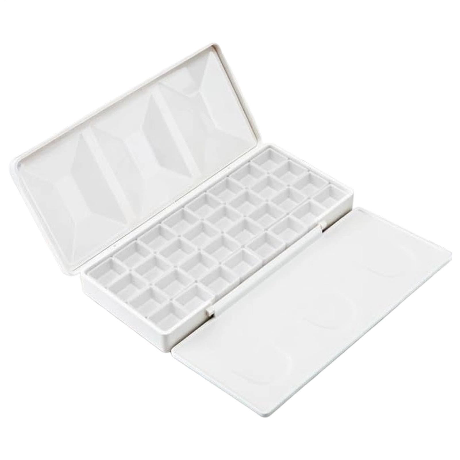 Leere Aquarellpalette mit Deckel und magnetischen, halben Pfannen, tragbares Tablett