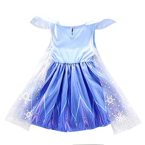 Lito Angels Kids Girls Princess Snow Queen Costume Party Fancy Dress Up with Cape and Accessories Age 2-3 Years Blue 267 - Image 2
