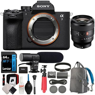 Sony a7 V Full-Frame Mirrorless Interchangeable Lens Camera - Body Only Bundle with Sony FE 50mm f/1.4 GM Lens Full-Frame G Master Lens (E-Mount) + 64GB Card + Camera Bag + Accessories