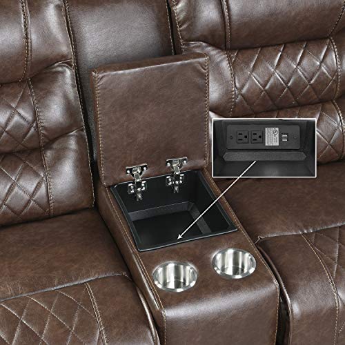 Lexicon Noura Power Double Reclining Loveseat, Brown #TOP6