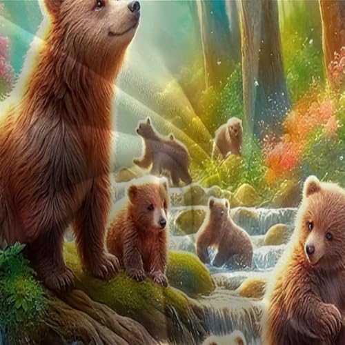 Housse de couette ours brun 3D en microfibre 135x200 pour lit enfant