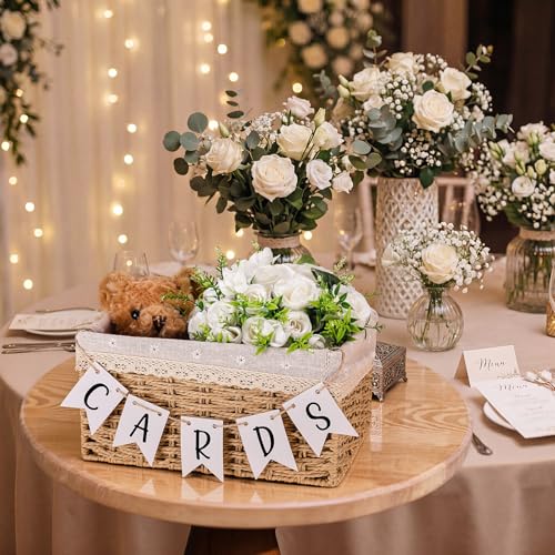 Image of Yaomiao Mini Cards Sign Banner for Card Box Wedding Themed Hanging Banner Decor Party Decoration for Birthday for Basket Table Greeting Photo Props Table Decor, Basket Not Included (Stylish,Card)