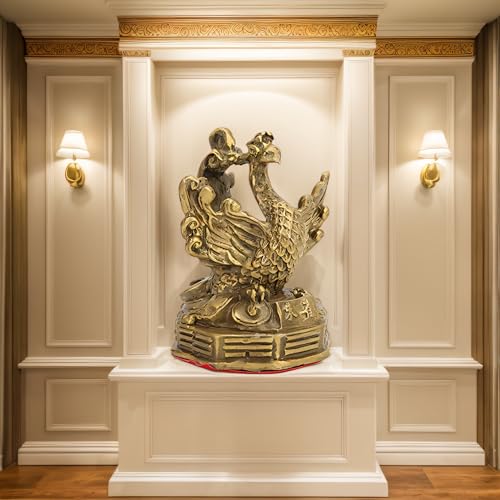 Estatua de Fénix de Latón 6x6x8 cm Feng Shui Decoración miniatura 3