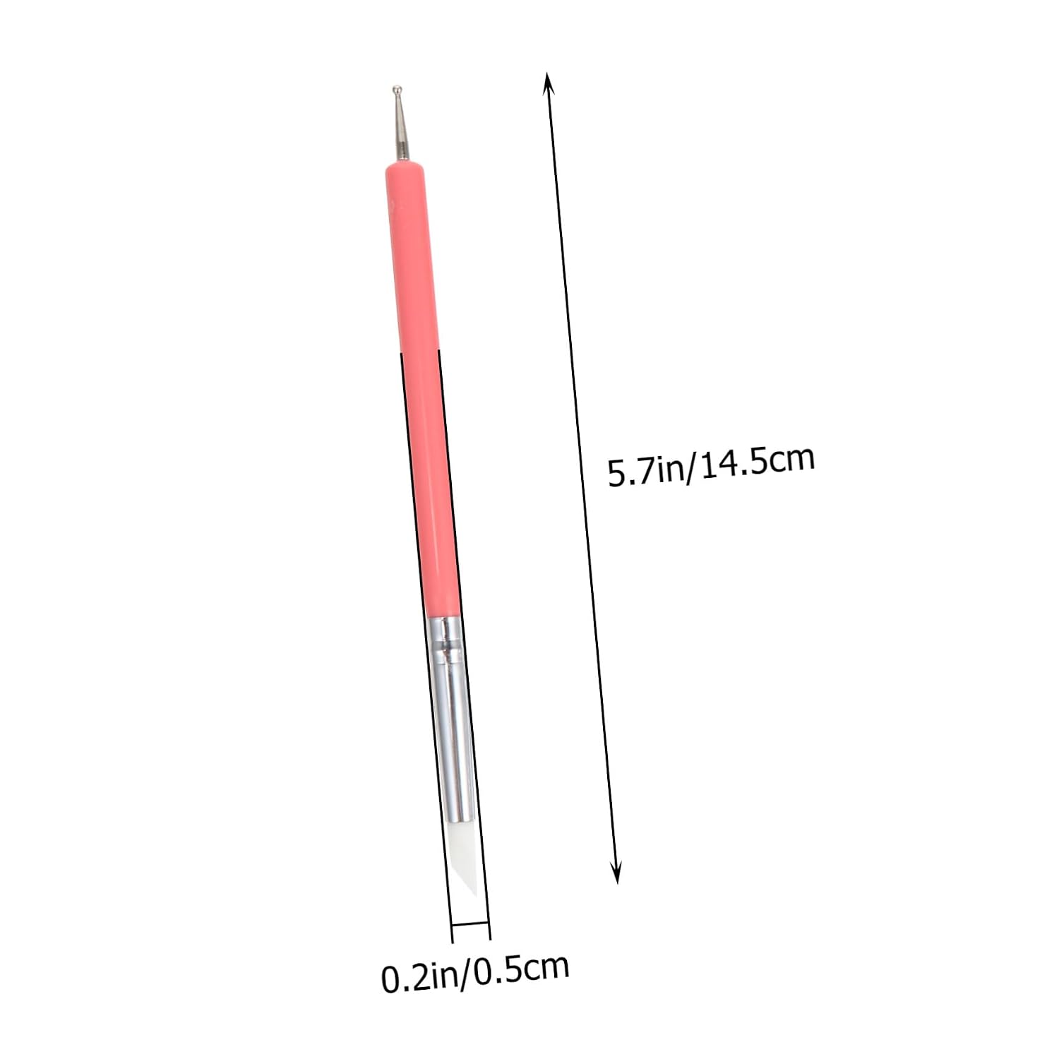 5 Pcs Dual-head Nail Art Dotting Pen Set with Pink Silicone Brush Tips for Manicure Gel Nail Painting Home Salon Use