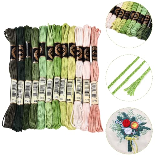 Image of 12 Skeins 105 Yards Green Friendship Bracelet String for Jewelry