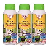 Zero In Home Flea Powder - Flea Treatment for House, Kills Fleas & Larvae, Absorbs Odours - Carpets, Rugs, Furniture & Pet Bedding – Fresh Aroma, 10m² Coverage, Wood Floor Safe - 300g x 3 Multi-Pack