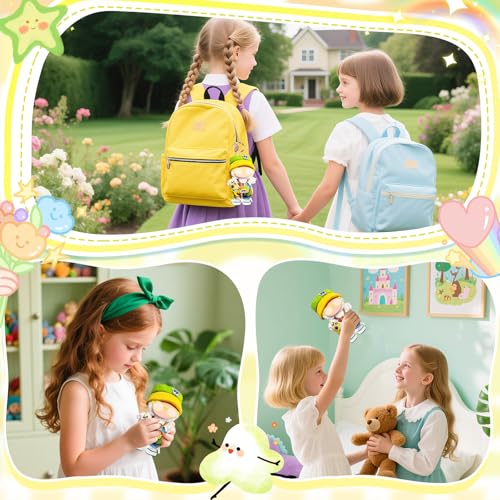 5 Stück Bekleidung für 17cm Plüsch, Niedliches Mini Kleidung Zubehör Set für Puppe mit Hut Overall Brille Kamera Schuhe für Jungen Mädchen Geschenke (Ohne Puppe) (Gelb)