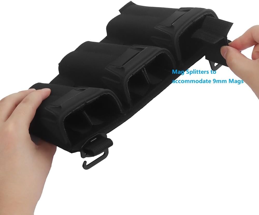 Multi-Caliber Triple Mag Pouch,Tactical Placard with Hook Backing and G-Hook for 5.56/7.62x39/PCC 9MM Extended Magazine Hunting Vest Front Panel
