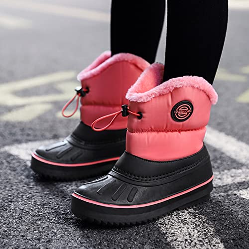 Children Shoes Snow Boots Girls Boys Outdoor Boots Waterproof Non Slip Warm Boots Cotton Snow Boots Toddler Shoes 7 Girls (Pink, 9.5-10 Years Big Kids)3