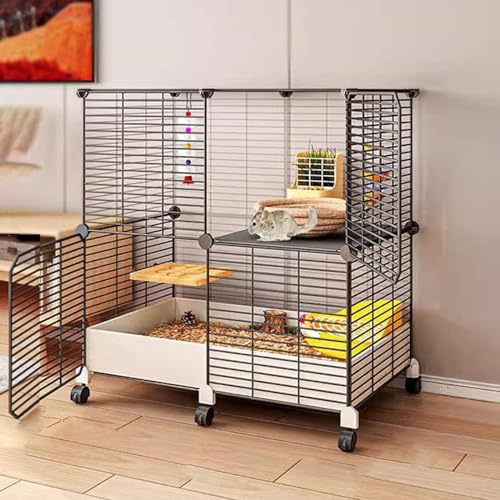 Jaula para chinchilla, jaula grande para ratas con bandeja integrada, construcción de alambre de metal, fácil de limpiar y mover, perfecta para cobayas