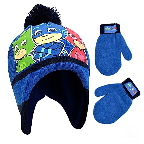 PJ Masks Boys Winter Accessory Hat And Mittens Set, Toddler Beanie For Kids...